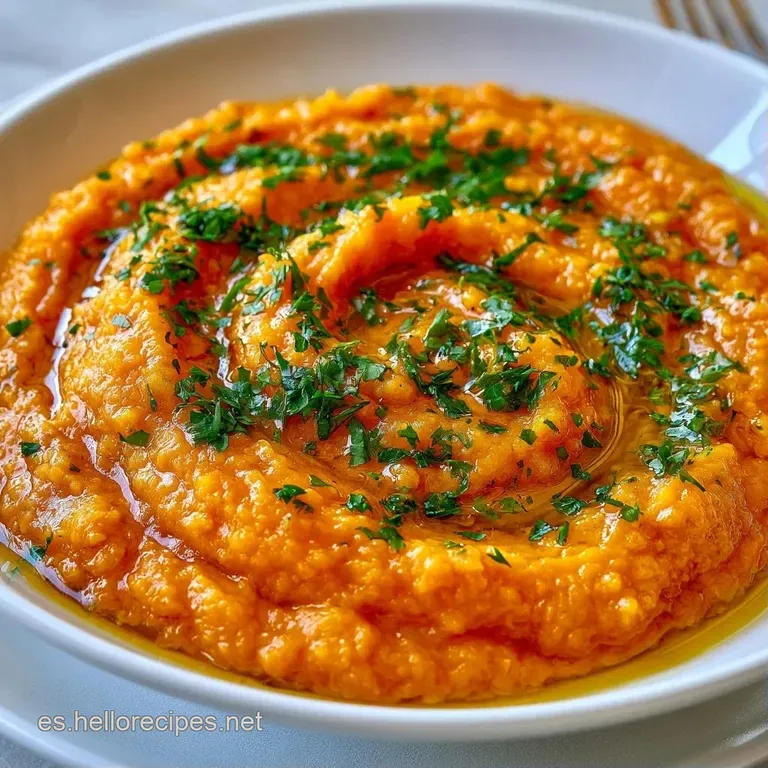 Crema aterciopelada en plato hondo decorada con semillas tostadas y un hilo de aceite oliva sobre fondo de madera r&uacute;stica.