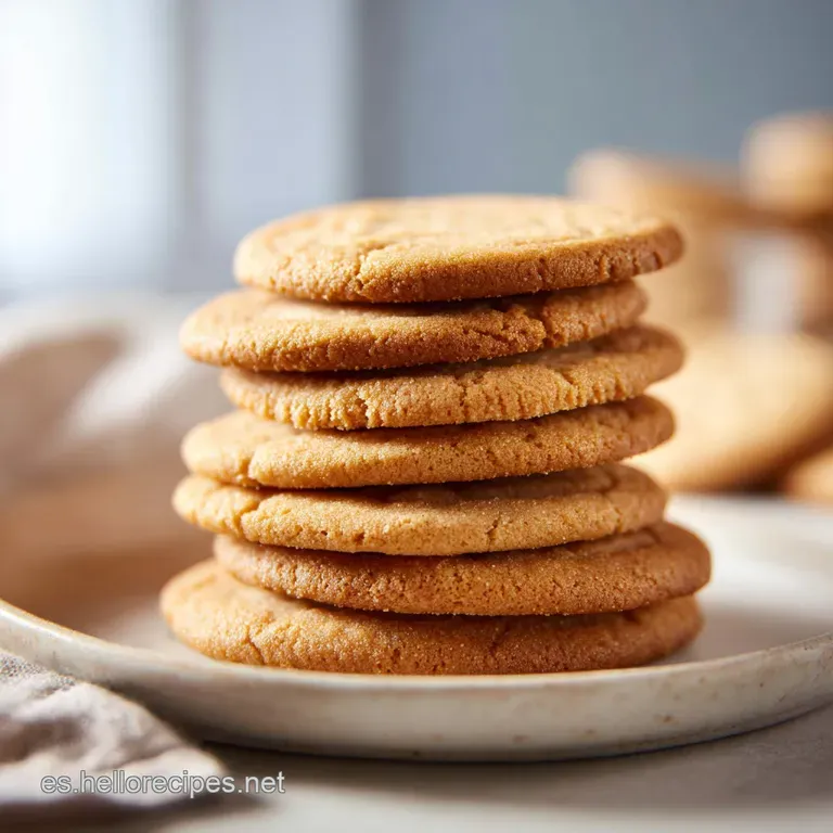 Tres galletas doradas apiladas en un plato cer&aacute;mico blanco, resaltando su textura rugosa y bordes tostados.