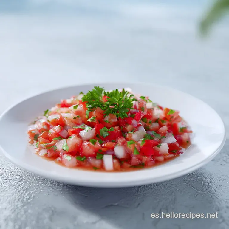 An artfully arranged mound of colorful chopped vegetables, glistening with olive oil on a white plate.