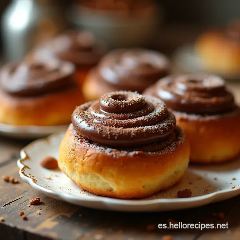 Remolinos De Pecado Cinnamon Rolls De Chocolate Con Frosting De Queso Crema Irresistible presentation