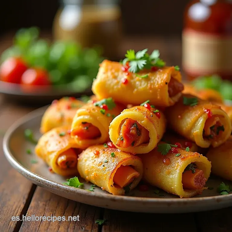 Rollitos De Zanahoria Y Hummus Con Sabor a Espa&ntilde;a presentation