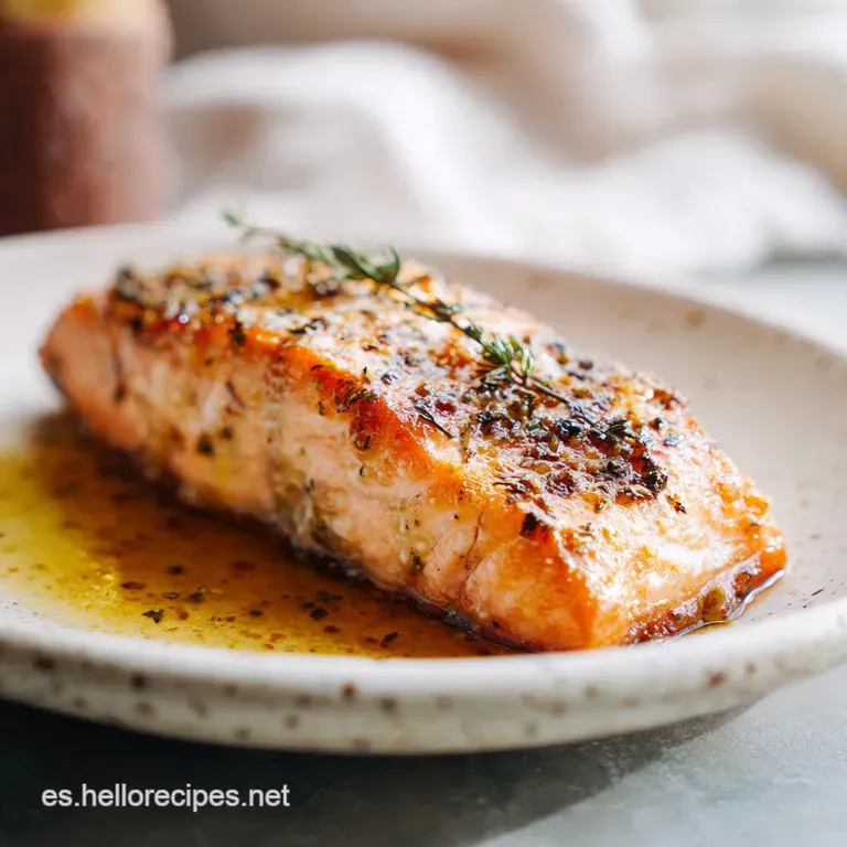 Perfectly plated salmon fillet with vibrant green asparagus spears. A squeeze of lemon brightens the dish. Light reflects ...