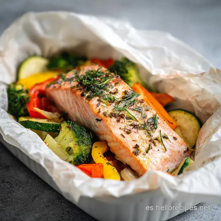 Salm&oacute;n en Papillote Jugoso