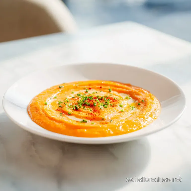 Chilled Salmorejo in a glass bowl, garnished with glistening olive oil, vibrant green parsley, and a sprinkle of jam&oacute;n for...