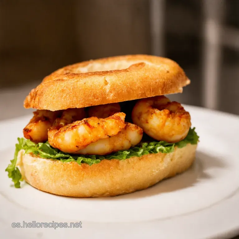 Sandwich De Camarones Ay Caramba presentation