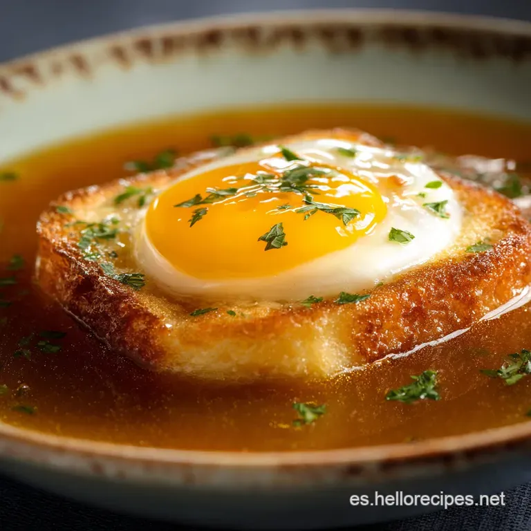Sopa castellana con huevo poch&eacute; tradicional y f&aacute;cil