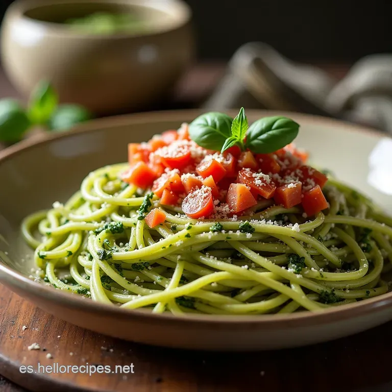 Spaghetti Verde al Pomodoro Fresco y Parmesano Crujiente La Pasta que Canta