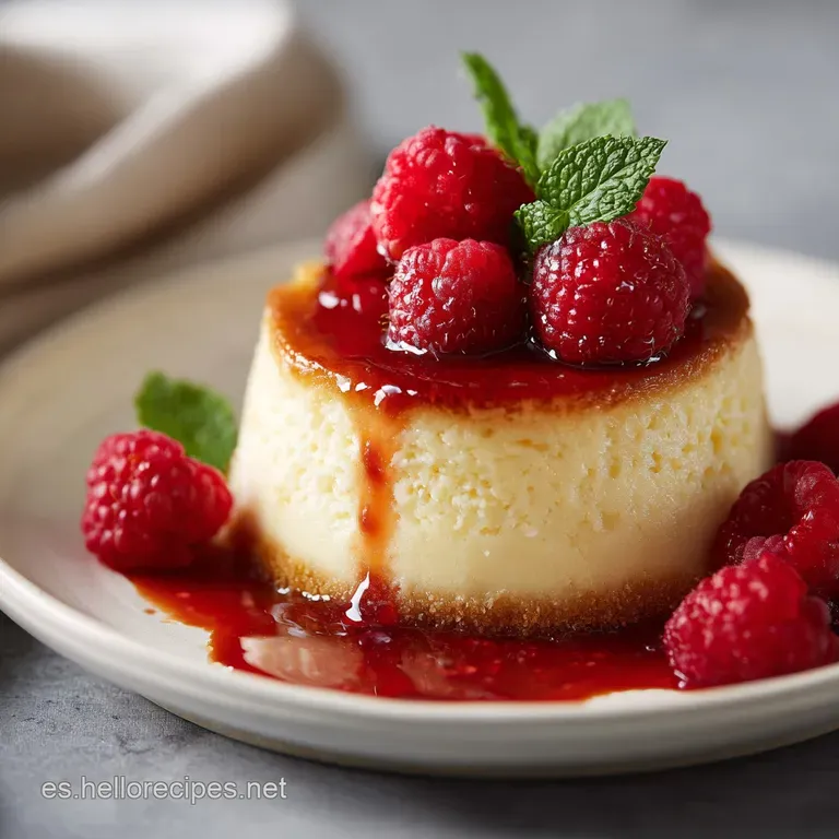 A creamy wedge of cheesecake, lightly browned, sits on a white plate, hinting at a rich, smooth texture. Simple elegance.