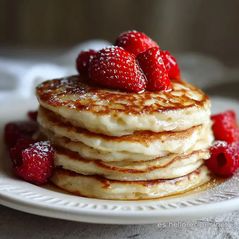 Three fluffy oat fritters plated with fresh strawberries and a dollop of creamy yogurt. A bright, healthy, and appealing d...