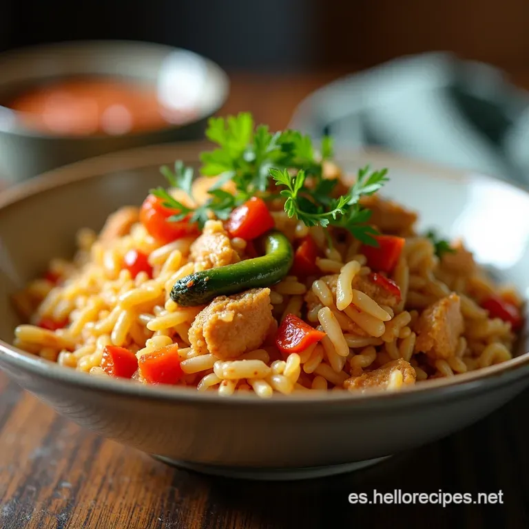 El Arroz Frito de &Uacute;ltima Hora Yakimeshi de Pollo y Vegetales Brillante