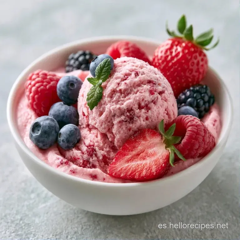 Copa de cristal con capas de crema rosa pálido, fresas laminadas y un hilo de miel dorada que resbala lentamente.